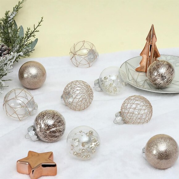 Clear Plastic Christmas Ball Ornaments 30ct 2.36 Inch Champagne Tree Decoration - Picture 8 of 9